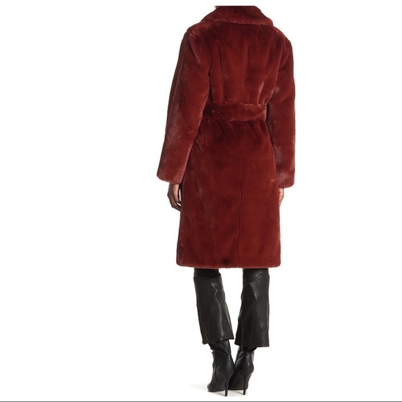 Allen Schwartz Greta Faux Fur Coat Red Size Small NWT - Picture 6 of 16